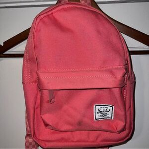Herschel Solid Pink Mini Backpack Canvas Checkered Strap